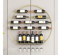 DHSKFUA Replay per depositi di vino rotondi a parete, bottiglie di vino appesa al metallo e supporto per vino galleggiante di vetro sotto mobile da cucina bar per casa decorazioni/rame rosso progress