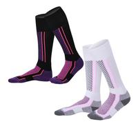 DHSUN Calzini da sci per bambini ragazzi e ragazze, due paia di calzini da sci per sport all'aria aperta, sci, corsa, Ragazza, un paio di calze rosa e viola, taglia unica