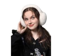 DHSUN Scaldaorecchie da donna, paraorecchie da donna, per tenere al caldo in inverno, per proteggere il vento all'aperto, Piumino di coniglio bianco, Taglia unica