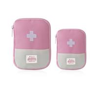 DHSWNNG 2 mini borse di pronto soccorso vuote, mini kit di pronto soccorso, portatili, impermeabili, per medicine, viaggi, per escursionismo, campeggio (2 misure, rosa)