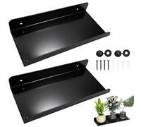 DHSWNNG 2 Pezzi Mensole Metallo, 30 x 10 x 5 cm Nera Scaffale da Parete con Viti Muro Porta Dischi Vinile Mensola Acciaio Inox per Bagno Pannelli Fonoassorbenti Cucine Camere da Letto