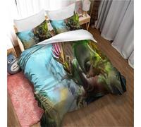 DHUAOPCK Completo Lenzuola Gamer, Set Letto Matrimoniale in Microfibra, Copriletto Singolo con Cerniera, Animé(200 * 200cm)