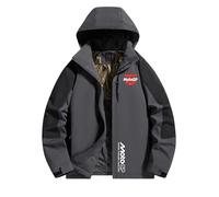 DHUAOPCK Men's Puffer Jacket Mo-to.G.P, Da Lavoro Maniche Lunghe Antivento Giacca, all'aperto, autunno inverno, giorni e piovosi, light(Dark Grey,S)