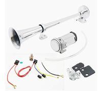 DHUILE - Clacson per auto, 12 V, 150 dB, 450 mm, in zinco cromato, monotonale, con compressore, per qualsiasi veicolo da 12 V, per camion, treni, barche, auto