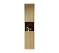 DHWDS Armadio da bagno sottile alto 160 cm, armadio a muro con 2 ante e vano aperto, in compensato, per piccoli spazi e corridoio, Golden Oak