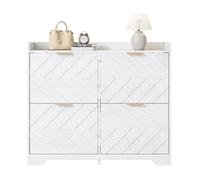 DHWDS Scarpiera sottile & scarpiera con 4 scomparti pieghevoli - Armadietto da corridoio con struttura 3D frontale e piano di appoggio, ultra sottile 24 cm di profondità, con spazio per corridoio e