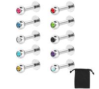 DHWEKU 10 Pezzi Piercing del Labbro in Acciaio Inossidabile Labbro Barra Piercing al Anello del Corpo Cartilagine Trago, 16 Gauge,10 Colori