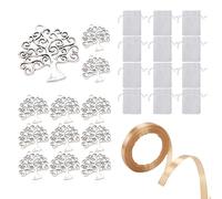DHWEKU 12pz Sacchetti Iuta Bomboniere Confetti 12x9cm & 12 Ciondolo Albero della Vita Sacchetti Bustine IutaNastro Raso Sachetti Iuta per Confetti Bomboniere Comunione Battesimo Nascita Matrimonio