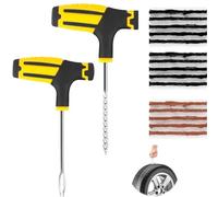 DHWEKU 17 Pezzi Kit Riparazione Pneumatici, Attrezzi di Riparazione Penumatici, Ripara Gomme Auto, con 15pzs Strisce Riparazione Pneumatici, 2pzs Strumento a T, per Riparazione Forature