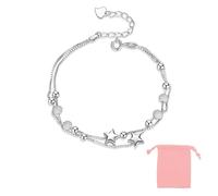 DHWEKU 2 in 1 Bracciale Donna Argento 925 Catena Stella Braccialetto, Tre Vite Tre Mondi, Bracciali Amicizia, Gioielli, Regolabile, Regalo Mamma Amica Compleanno