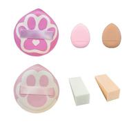 DHWEKU 2 pezzi di piumini da cipria ad artiglio di gatto,Powder Puff Per Cipria Sciolta e Cosmetici Liquidi, Strumento di Trucco Per Fondotinta,con 2 piumini a forma di T e 2 piumini per le dita