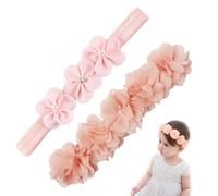 DHWEKU 2 Pezzi Fascia Capelli Neonata,Fasce in Grosgrain per Bambine,Floreale Copricapo Elastici Fascette,Neonata Nastri Capelli per Neonati,Ragazze,Bambini Piccoli,Accessori per la Fotografia