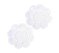DHWEKU 2 Pezzi Tavolozza,Colori Acquerello,Gadget Acquerelli,Tavolozza Plastica,Bianca Tavolozza dei Colori,Tavolozza di Fiori,Palette di Pittura in Plastica con 10pcs Reticolo,per Studenti e Pittori