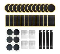 DHWEKU 38 Pezzi Kit Riparazione Camera d'Aria Bici, Toppe Autoadesive, Lima in Metallo, Leve Smontagomme, Kit Riparazione Gomme Bici Non richiedono di Colla, per Mountain Bike e Bici da Strada