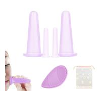 DHWEKU 4 Pcs Coppetta Anticellulite in Silicone,Coppette Massaggio Cupping Anti Cellulite,La coppettazione sottovuoto può essere utilizzata per glutei,collo,ventose anticellulite,Con spazzola (viola)
