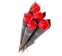 DHWEKU 5 mazzo di rose finte fiori di seta artificiali fiori di rosa finto fiore lunghi steli bouquet fiori finti per decorazioni per organizzare matrimoni centrotavola festa casa(Rosso)