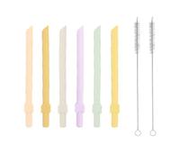 DHWEKU 6 Pezzi Cannucce Silicone Cannucce Riutilizzabili,14cm Cannucce per Bambini Senza Bpa,con 2 Spazzola per la Pulizia, Adatto per Cannucce da Cocktail per Latte, Succhi e Yogurt