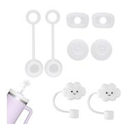 DHWEKU 6 Pezzi di Tappi Anti-Perdite in Silicone Compatibili, Coperture di Cannuccia Bianche a Forma di Nuvola Riutilizzabili Copertine di Paglia per Bicchiere da 40 oz e 30 oz