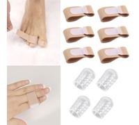 DHWEKU 6 Pezzi Raddrizzatore per Dita a Martello,Correttore Dita Piedi Correggere Le Dita a Martello,Stecche per Dita dei Piedi,con 4 Protezione Piedi in Silicone,la correzione delle Dita dei Piedi