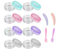 DHWEKU 8 Pcs Contenitori Cosmetici,5g Trasparente Contenitori da Viaggio,Vasetti Plastica,Contenitore Cosmetico Barattoli Plastica Trasparente,per Crema Balsamo Labbra,Con paletta per la crema