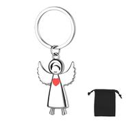 DHWEKU Angelo custode portachiavi portafortuna, angelo con cuori per esami o auto, adatto come regalo per donne, fidanzate, colleghi