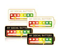 DHWEKU Batteria Sociale Pin, 4 Pezzi Divertente Spilla per L'Umore 7 Giorni, Umore Interattivo, Smalto Badge Gioielli (Bianco + Nero)