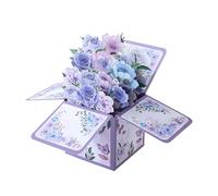 DHWEKU Biglietto Fiore Pop-Up - Fiore con Farfalla - Biglietto Regalo 3D per Un Compleanno, Pensione o Come Buono, Biglietto di Auguri Floreale con Busta