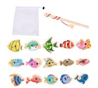 DHWEKU gioco pesca pesci calamita, 14Pcs Giochi Bambini Puzzle Magnetico Legno Lavagna Magnetica per Calamite Giochi Educativi per Bambini Pasqua Regalo Bambina Oltre 3 Anni