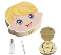 DHWEKU porta dentini da latte,scatolina porta dentini,Scatola dei denti in legno per bambini,scatola dei denti per bambini e ragazze,scatola porta dentini da latte,Con barattolo di vetro e pinzette
