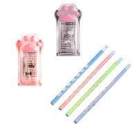 DHWEKU Temperino con Contenitore,2 Pcs Temperino con Serbatoio, zampe di gatto,Temperino Fori Temperino Bambini Temperamatite Trucco per Diversi Tipi di Matite Studenti Scuola Ufficio Viaggi plastica