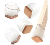 DHWGang 16 Pezzi Quadrato/Rotondo 1 Pollice Sedie Gambe Protezioni, Silicone con Feltro, Antiscivolo, Riduzione del Rumore, per Inclinabile e Gamba Della Sedia Dritto, 20 mm - 28 mm, Chiaro e Marrone