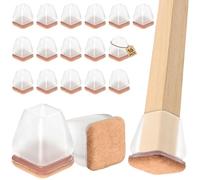 DHWGang 16 x Protezioni per Gambe di Sedie, Silicone con Cuscinetti in Feltro, Riducono il Rumore, Protettori Rotonde e Quadrate per Tavoli e Seggiole, Larghezza 15 mm - 20 mm