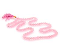 DHYANARSH MALA/collana in quarzo rosa naturale naturale e certificato, 8 mm 108+1 perline collana benedetta e energizzata per Reiki, meditazione e gioielli alla moda, pietra preziosa, Gemma, Agata