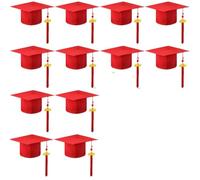 DHYUACN Cappello di Laurea Berretto da Laurea 2-12 Pezzi con Cappello scapolo Nappa(Red,12pcs)