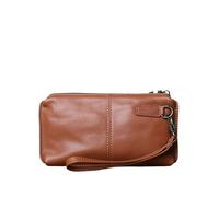 DHYUACN Portamonete Uomo for il tempo libero in pelle con borsa lunga, morbida, cerniera a mano, strato porta soldi, for carte di credito in vacchetta, for cellulare(Brown(trumpet))