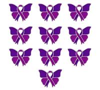 Di 10 Pezzi Viola Nastro Zn Lega Spille per la consapevolezza del carcinoma mammario con 6 colori sfumati Opzione Grape Ribbon Pin per beneficenza, One Size, come descritto