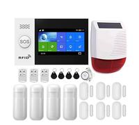 Di Allarme Intelligente Sicurezza Domestica 4G GSM Pannello Touch Screen Hub Kit Wireless Con Fotocamera Sensore Di Movimento Sirena Solare per Ville e Magazzini(WIFI 4G Package M)