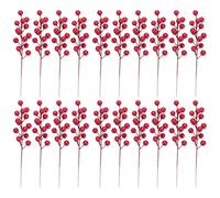 di bacche rosse artificiali - Decorazione invernale per bacche di agrifoglio, set da 20 rami di bacche rosse, decorazione natalizia realistica per la casa | rami artificiali per corona