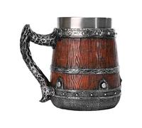 Di Birra - Barile Di Legno Imitazione | Tazza Di Birra In Acciaio Inox | Tazza Da Cocktail A Barile Di Legno Simulato Da 550 Ml Con Manici | Bicchieri Fatti A Mano A Forma Di Cubo, Accessor