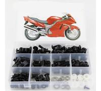 di bulloni carenati compatibili per CBR1100xx 1997-2007 Coperchio motociclistico di viti clip a carenatura completa set completo(Black)