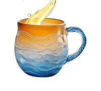 di caffè - bottiglia d'acqua al tramonto e resina marittima con manico | Tazze per donne uomini | per casa ufficio casa spiaggia uso