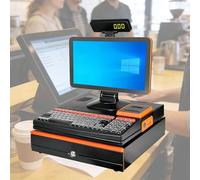 Di cassa/POS professionale: registratore di cassa intelligente integrato per piccole imprese - Include cassetto contanti, stampante da 58 mm e scanner di codici a barre.(Orange,B)