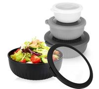 Di Ciotole in Plastica Con Coperchio, Contenitori Plastica Con Coperchio | 4 Pezzi Set Bowl Mescolare, 400, 780, 1400, 2200ML, per Cucinare, Conservare, Cuocere al Forno, Frutta, Insalate