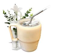 di con cannucce - da caffè con stampa di lettere e manico, riutilizzabile resistente al calore, di paglia multiuso per bevande calde gelate, ristorante, cucina,