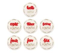 di Crescita Mensile del Bambino | 7 Pezzi Cerchi Foto In Legno Per Bebè,Targhette Legno Decorative Misurazione Nascita, Dischi Mensili Riutilizzabili Per Camera Bambini Asilo Soggiorno