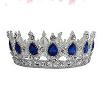 Di Cristallo Barocco Regina per Le Donne Regina Della Sposa Tiara Crown Blu Del Rhinestone Della di Cerimonia Nuziale di Accessori per Le Donne