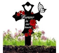 Di Decorazione Tombe - Di Tributo Del Cimitero Di Metallo | Cuore E Attraversamento Simpatia Commemorativa Marcatori Di Tomba, Marcatori Di Tomba Di Simpatia Per Il Giardino