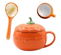 di di Halloween con coperchio, in ceramica a forma di per caffè, tè, zuppe, bicchieri autunnali festivi, in ceramica riutilizzabile con manico, adatta al microonde