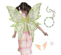 di fata vestire - Vesti ala di angelo farfalla con ghirlanda floreale bacchetta orecchie | costume per cosplay principessa giochi di ruolo compleanno trucco feste palcoscenico