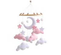 di feltro mobile per lettino per bambini, decorazione da appendere per asilo con stella di luna rosa e - giocattolo sonaglio Pařa passeggino morbido Pařa Mosè - Decorazione per